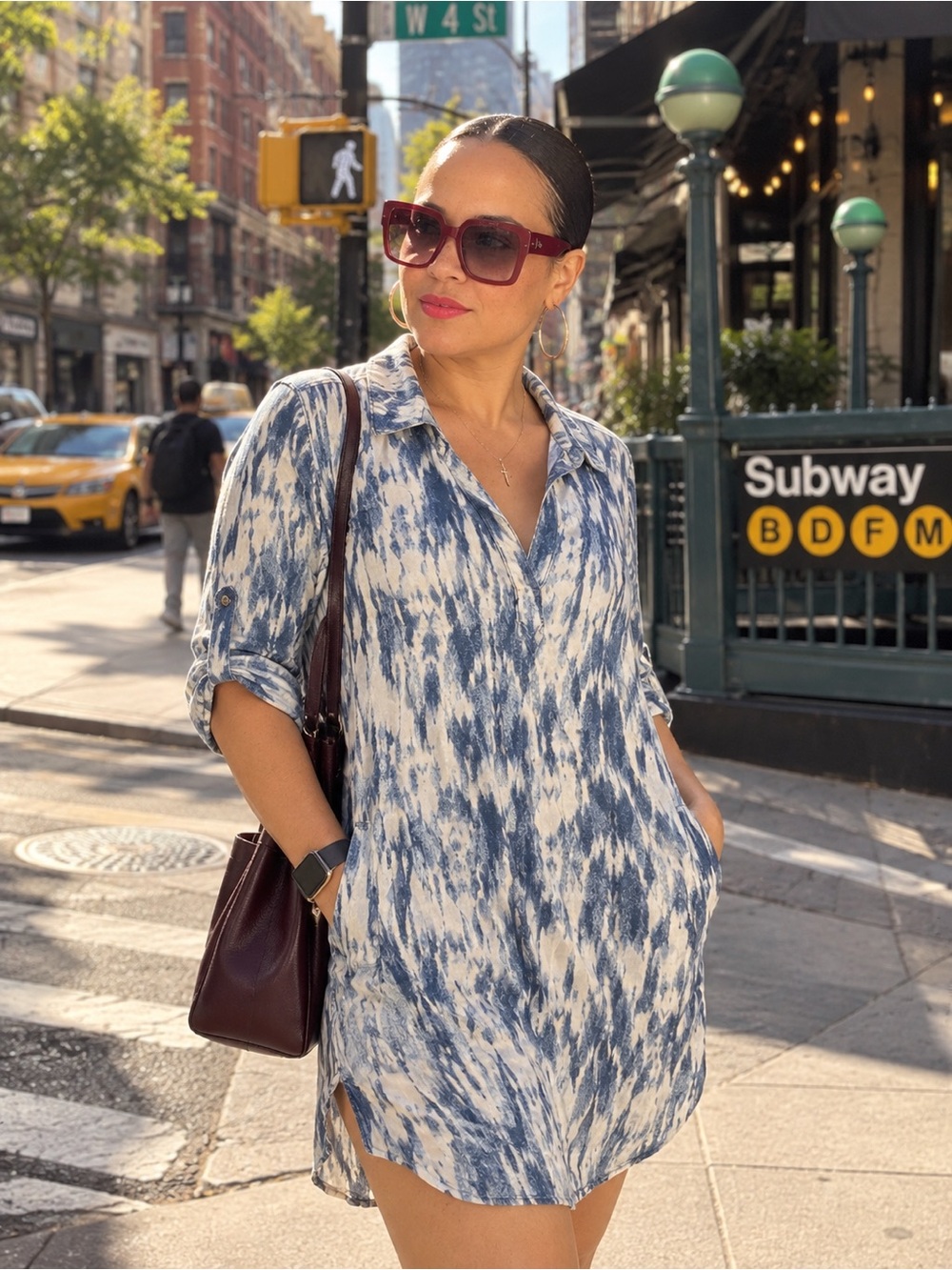 Velvet Heart Blue and White Ikat Tunic Dress | Size 8